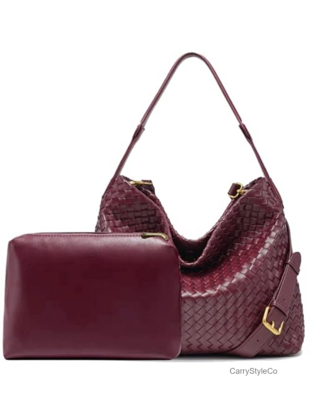 Woven Vegan Leather Tote Bag for Women, Adjustable Strap Fits 13" iPad